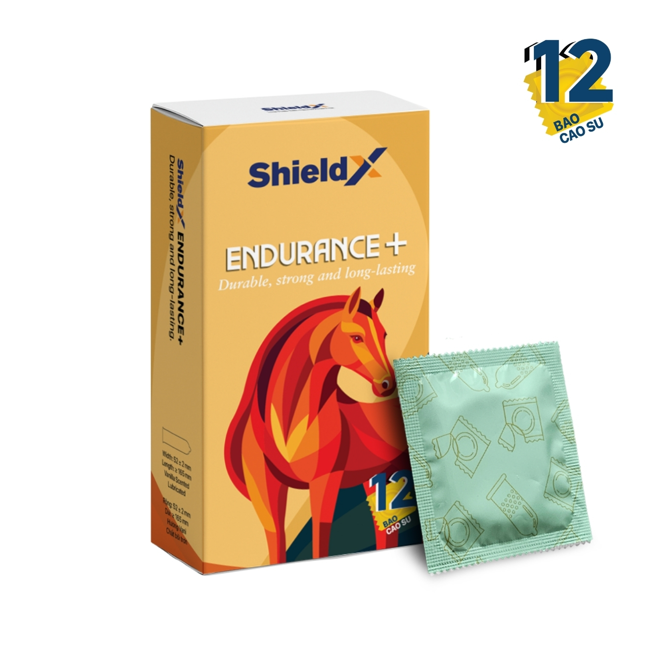 Bao cao su ShieldX Endurance+ kéo dài thời gian yêu - Hộp 12 cái